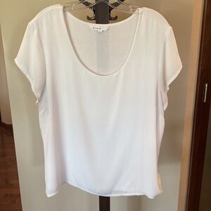 Cleo white cap sleeve top with rayon overlay, size XL, tag removed